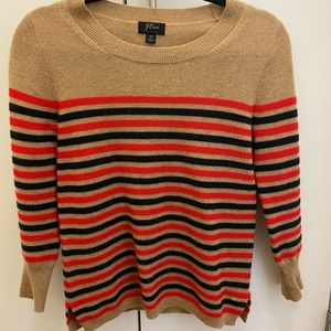 J Crew striped 100% Cashmere sweater